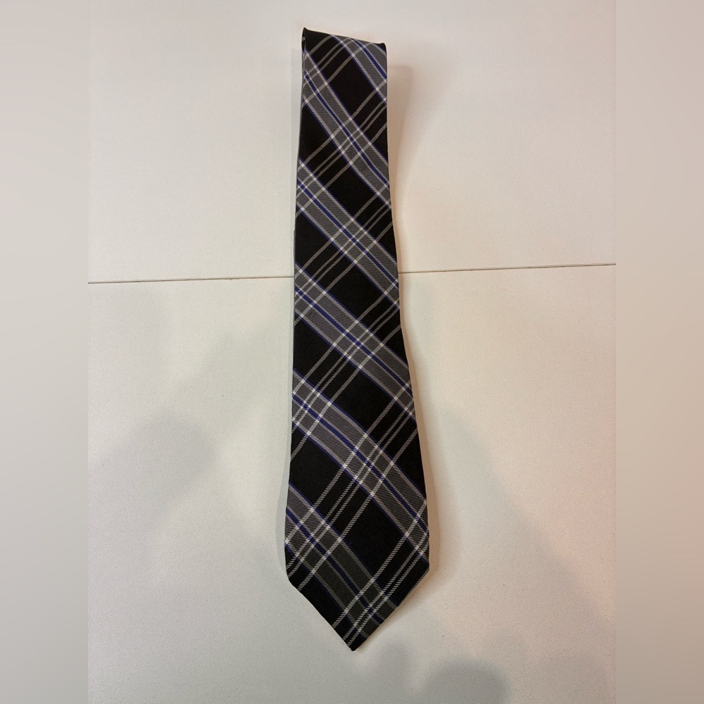 Tommy Hilfiger Black and Blue Plaid silk Tie